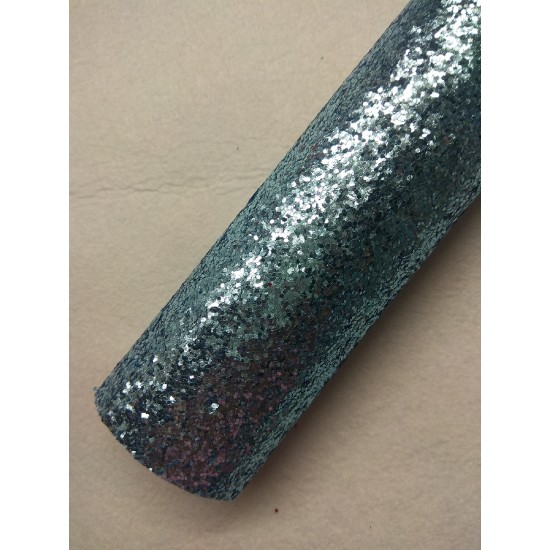 Экокожа (глиттер крупный)  34*34 см цв. светло-голубой, цена за лист